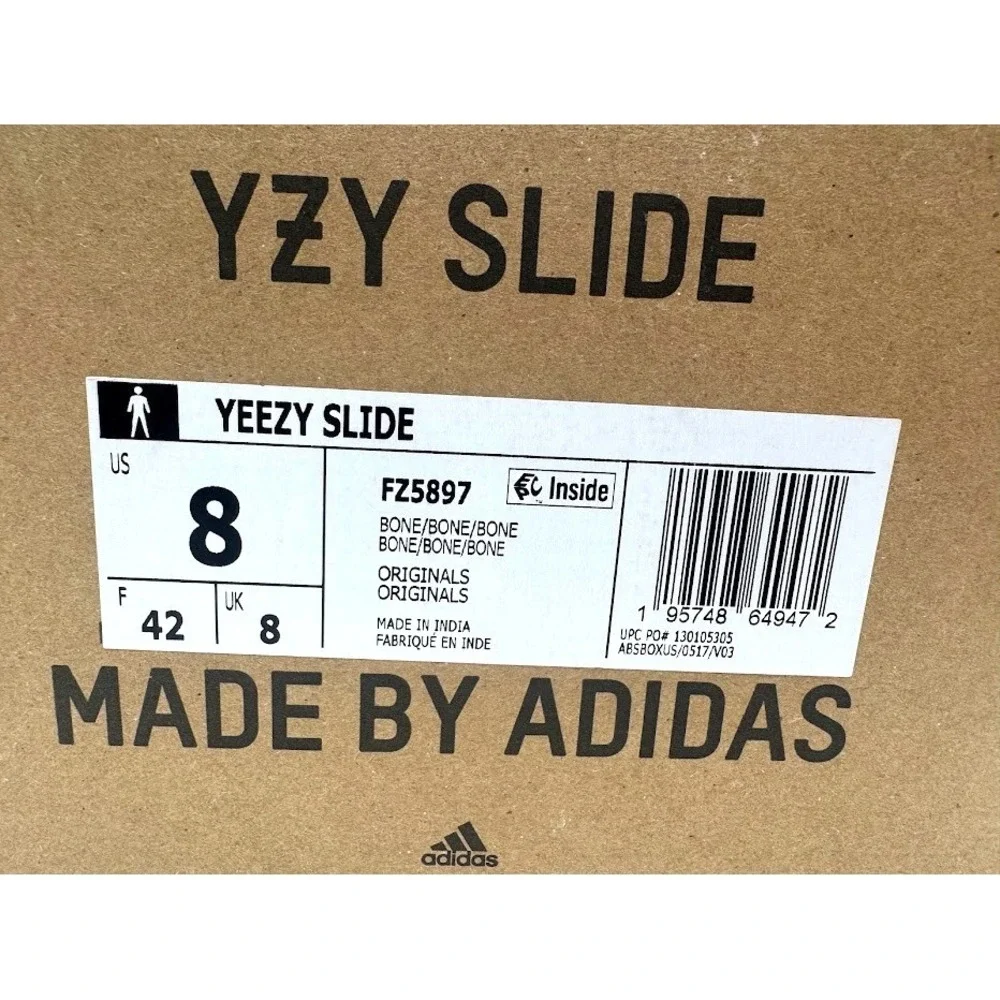 adidas Yeezy Slide Bone FZ5897 US 8 Cream Beige Slides OG Box Authentic